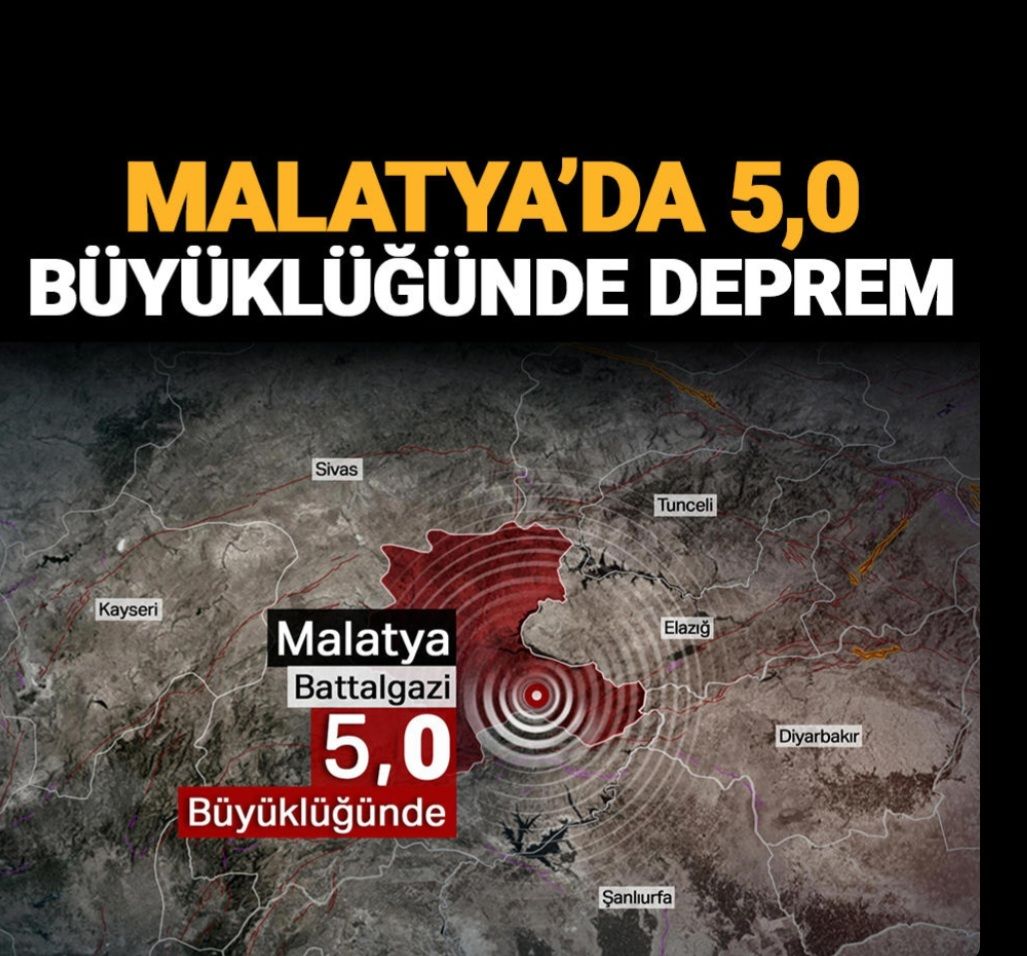 MALATYA'DA 5,0 BÜYÜKLÜĞÜNDE DEPREM